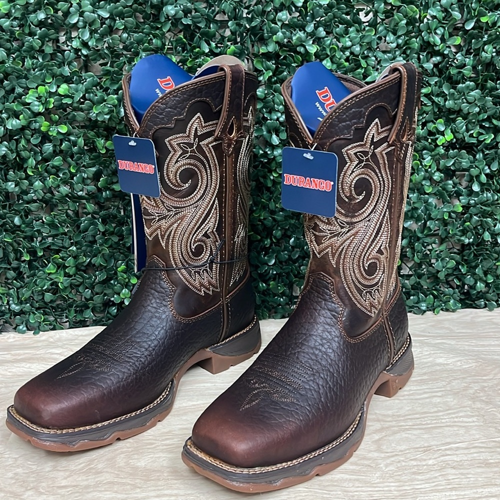 DURANGO LADY REBEL WORK STEEL TOE WESTERN BOOT BROWN - 7.5